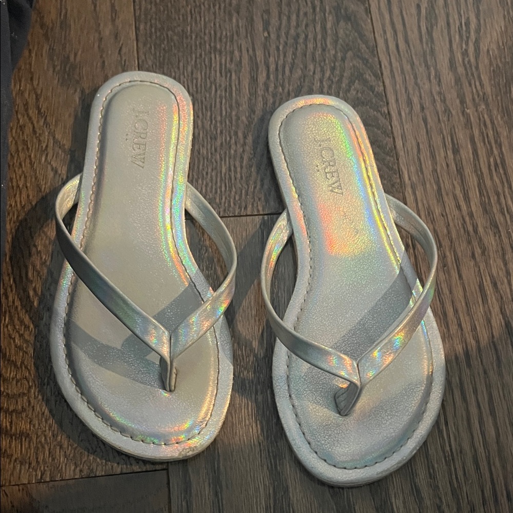 J. Crew Silver Kids Flip Flops